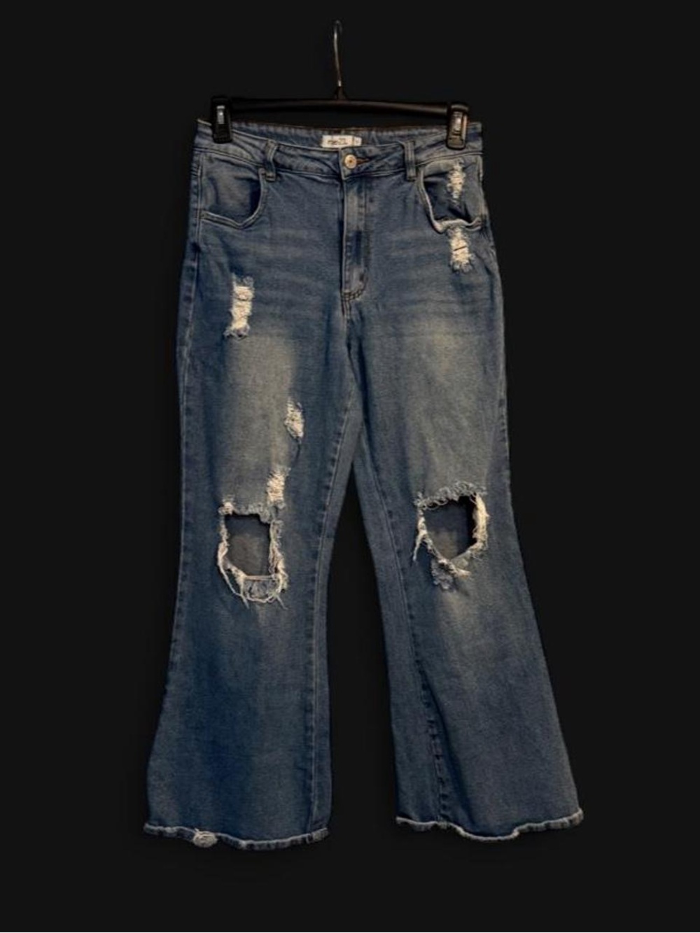 Rue21 Distressed Denim Flare Jeans - Medium Blue